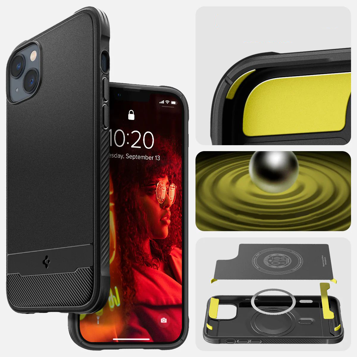 Etui pancerne Spigen Rugged Armor Mag MagSafe MagFit do iPhone 14, czarne matowe